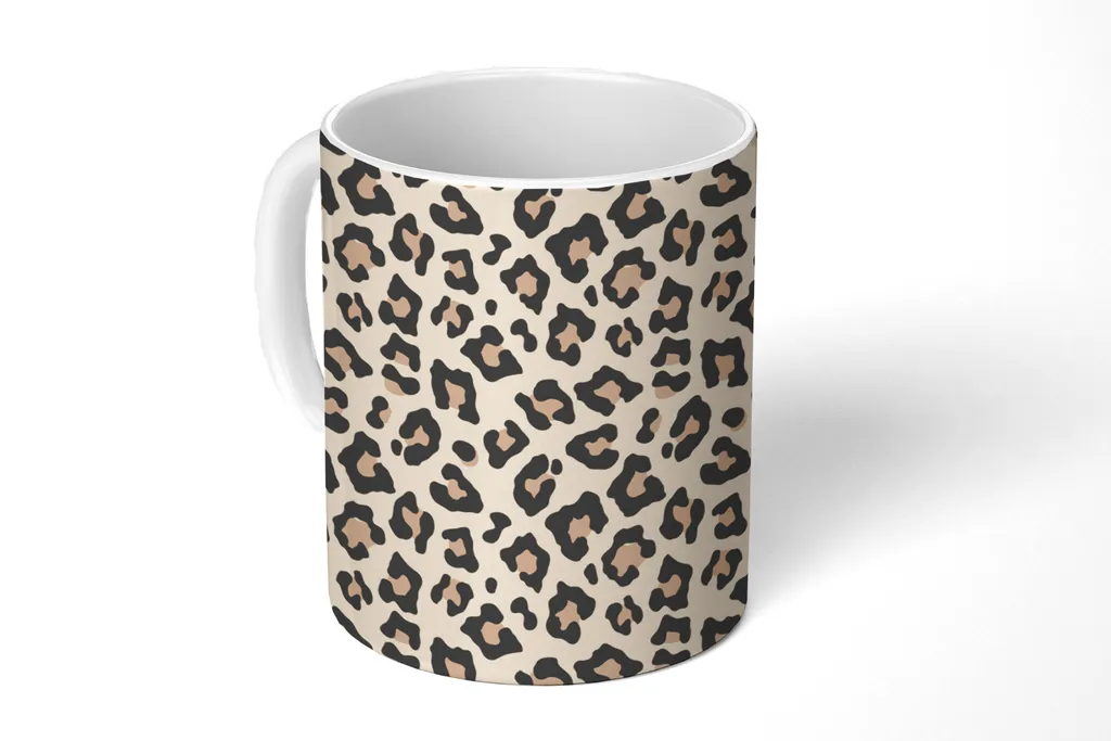 MuchoWow® Tasse Kaffeetasse Kaffeebecher 350 ml Tiermuster - Leopard - Weiß Teetasse - Fototasse - Becher - Keramikbecher - Teebecher - Kaffeetasse - Bürotasse